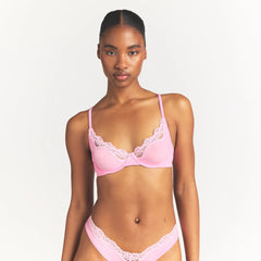 FITS EVERYBODY LACE UNLINED SCOOP BRA | BUBBLE GUM TONAL