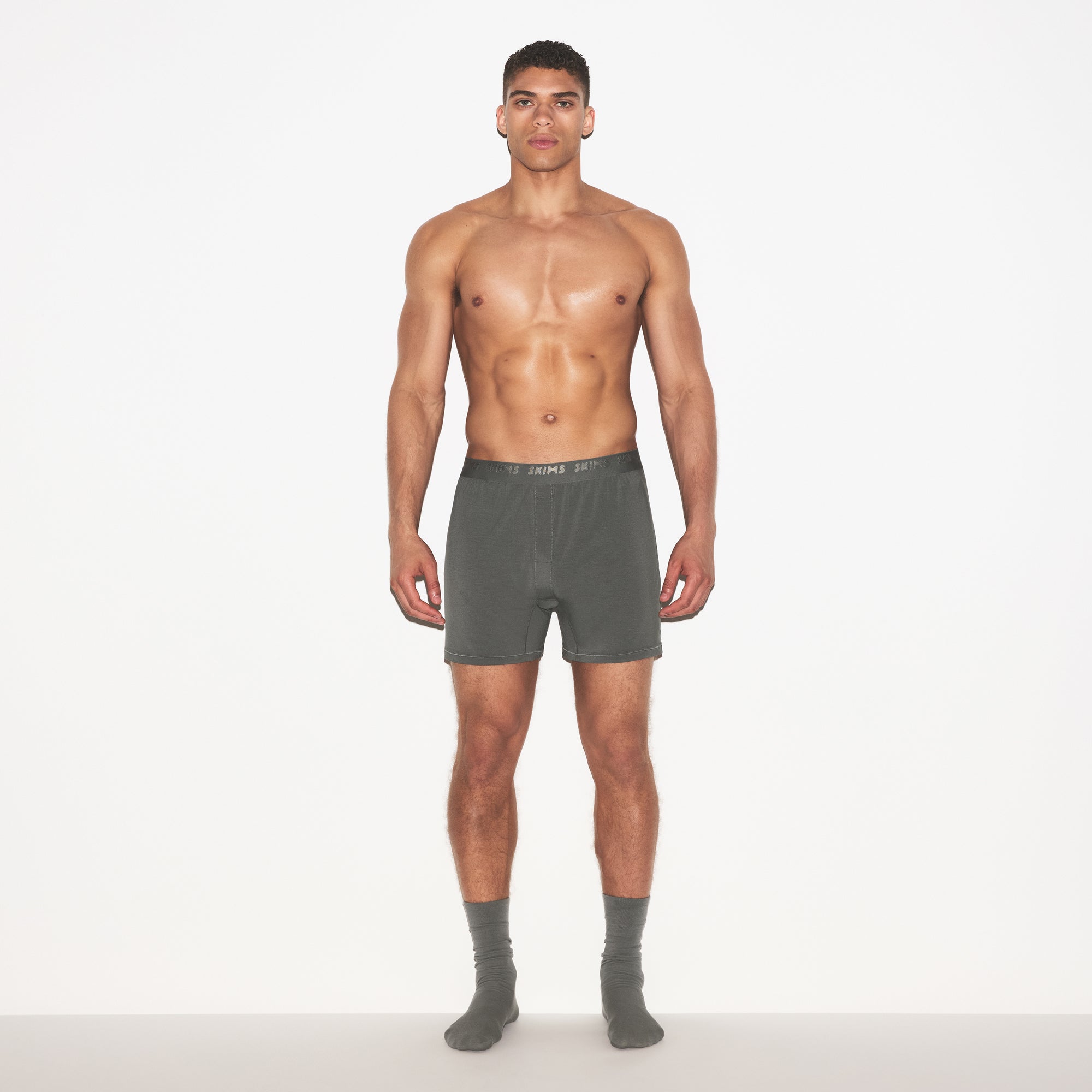 SKIMS STRETCH MENS KNIT BOXER 3-PACK | GUNMETAL MULTI