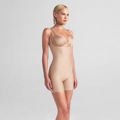 SKIMS BODY CORE SCULPT OPEN BUST MID THIGH BODYSUIT | CLAY