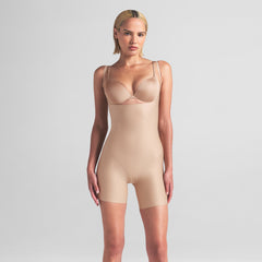 SKIMS BODY CORE SCULPT OPEN BUST MID THIGH BODYSUIT | CLAY