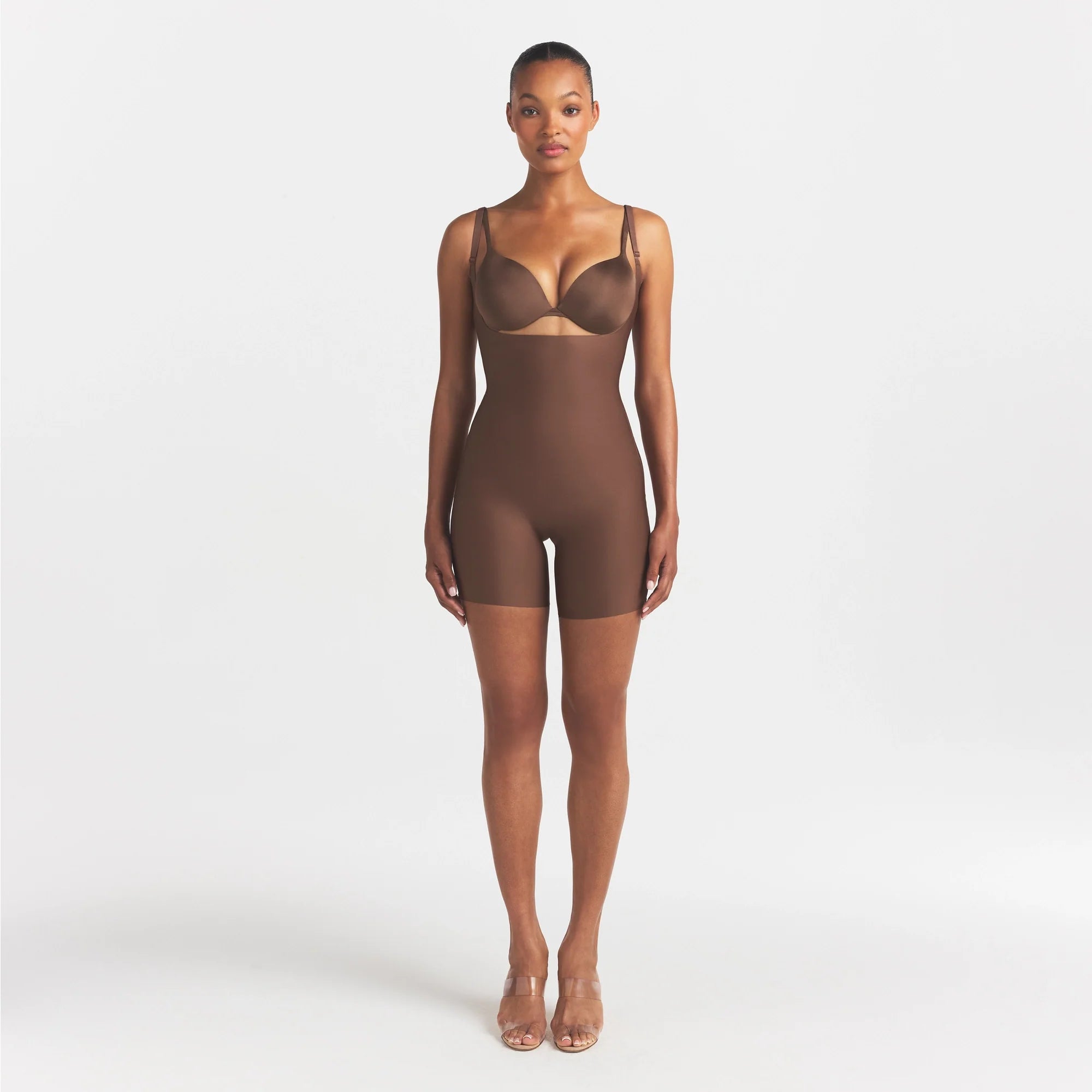 SKIMS BODY CORE SCULPT BACK SMOOTHING OPEN BUST MID THIGH BODYSUIT | JASPER