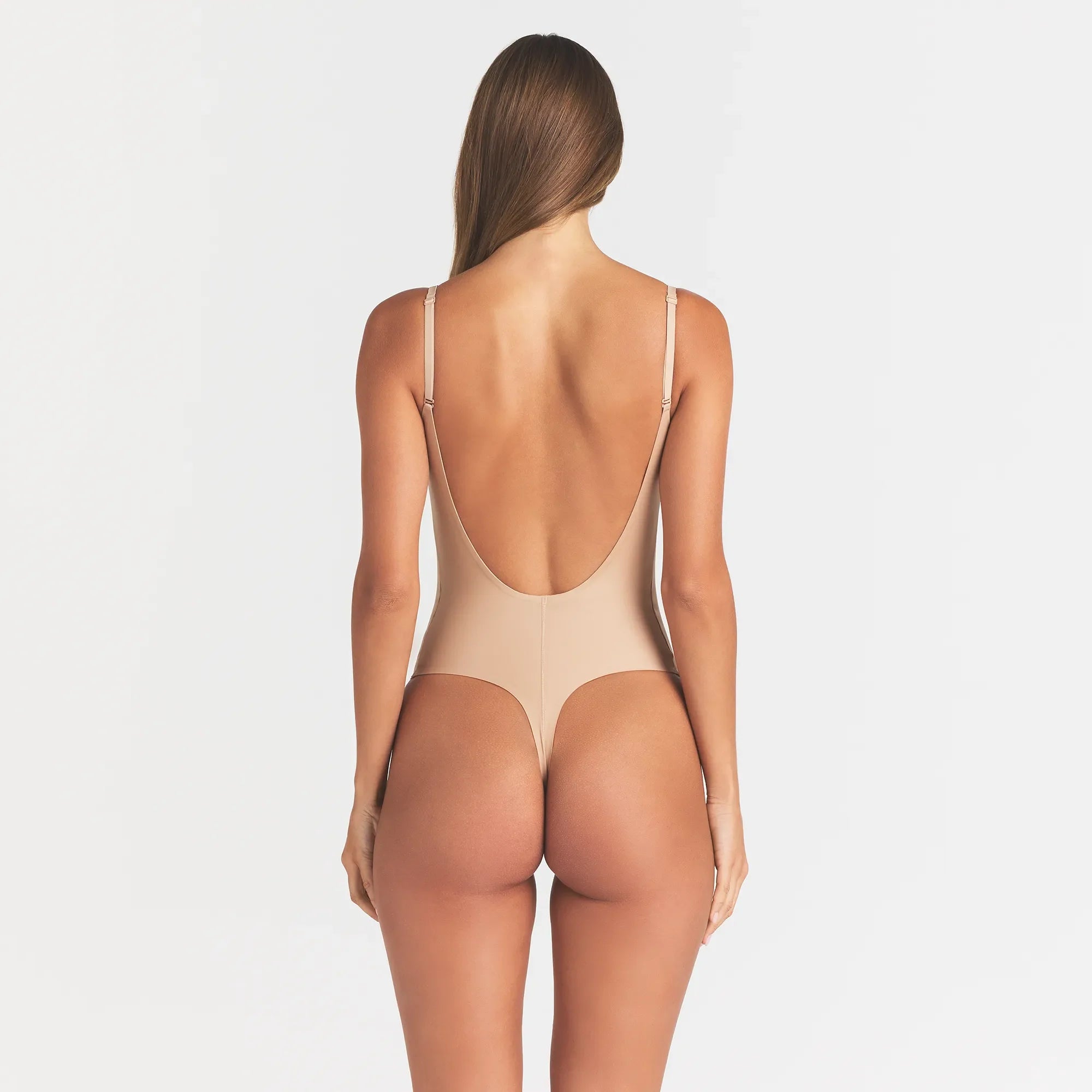 SKIMS BODY SCOOP LOW BACK THONG BODYSUIT | CLAY