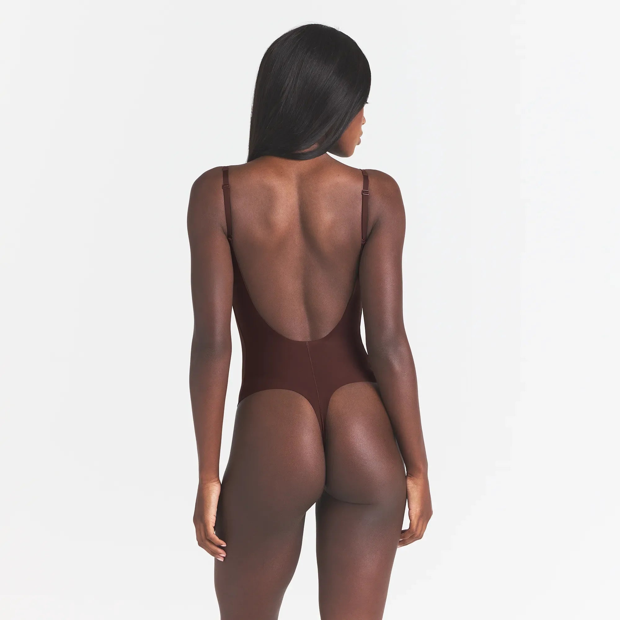 SKIMS BODY SCOOP LOW BACK THONG BODYSUIT | COCOA