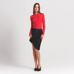 FITS EVERYBODY LONG SLEEVE CREW NECK BODYSUIT | CHERRY