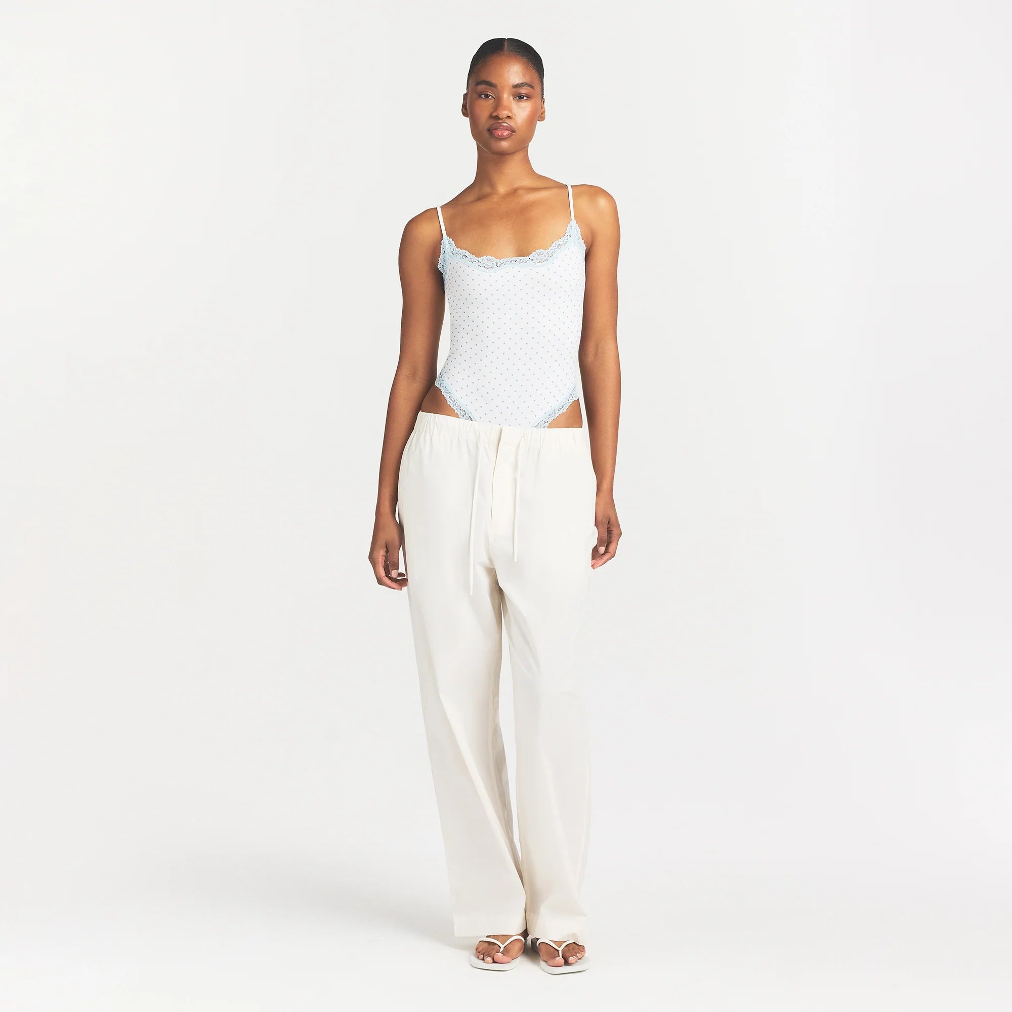 FITS EVERYBODY LACE CAMI BODYSUIT | SLATE PIN DOT PRINT