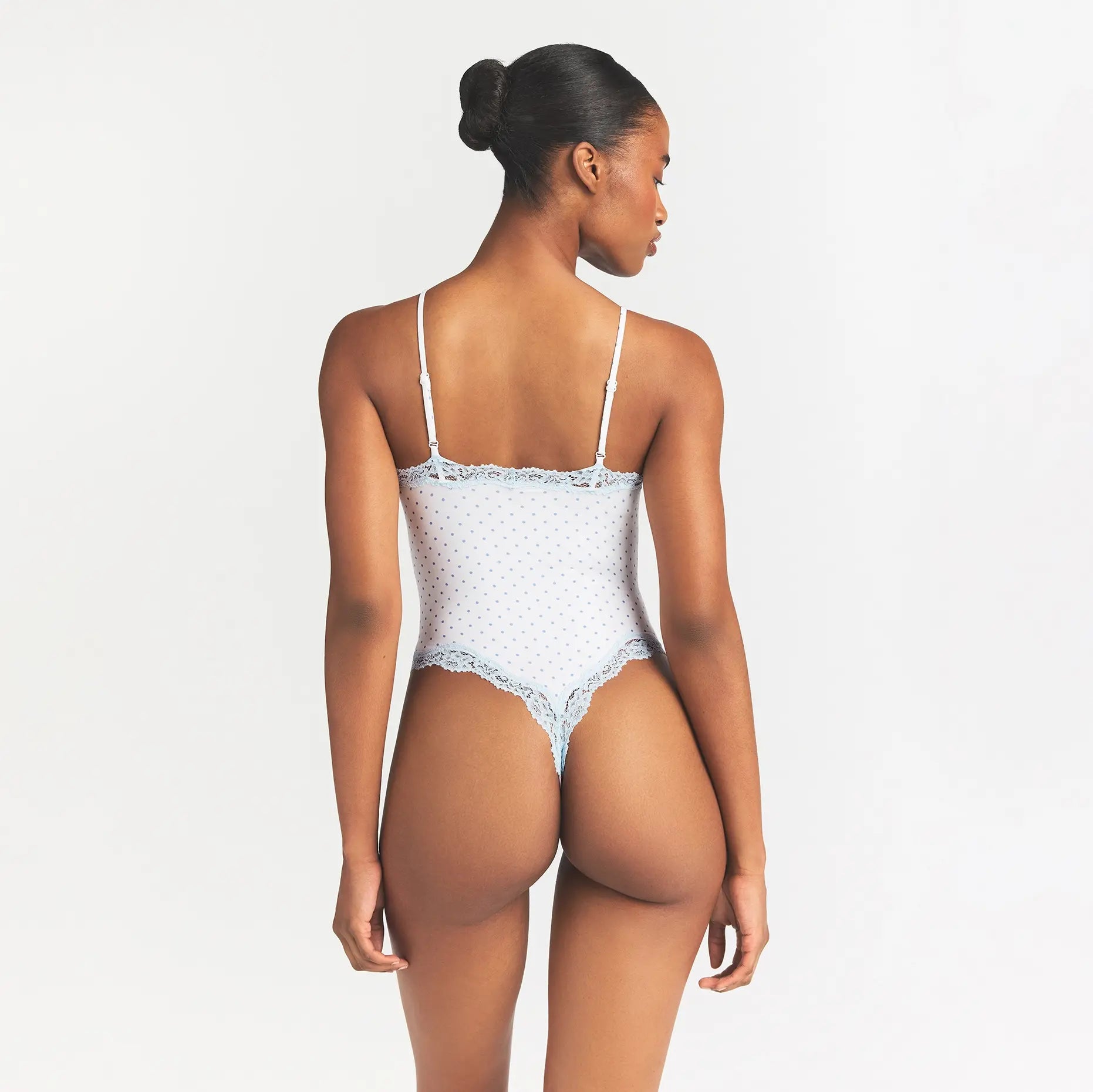FITS EVERYBODY LACE CAMI BODYSUIT | SLATE PIN DOT PRINT