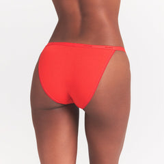 LIGHTWEIGHT COTTON LOGO PICOT STRING BIKINI | RUBY TONAL