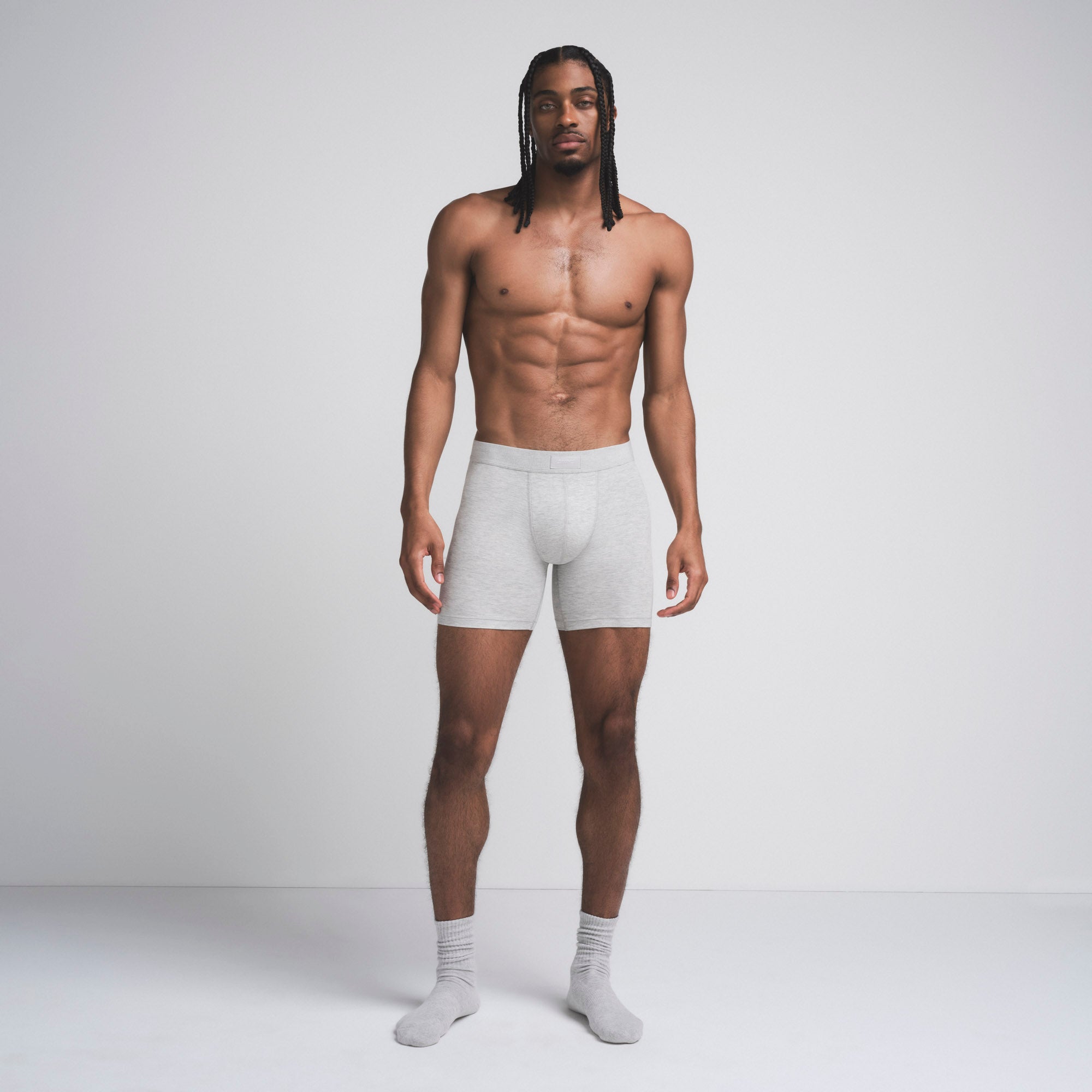 SKIMS COTTON MENS 5" BOXER BRIEF | LIGHT HEATHER GREY