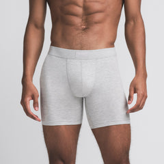 SKIMS COTTON MENS 5" BOXER BRIEF | LIGHT HEATHER GREY