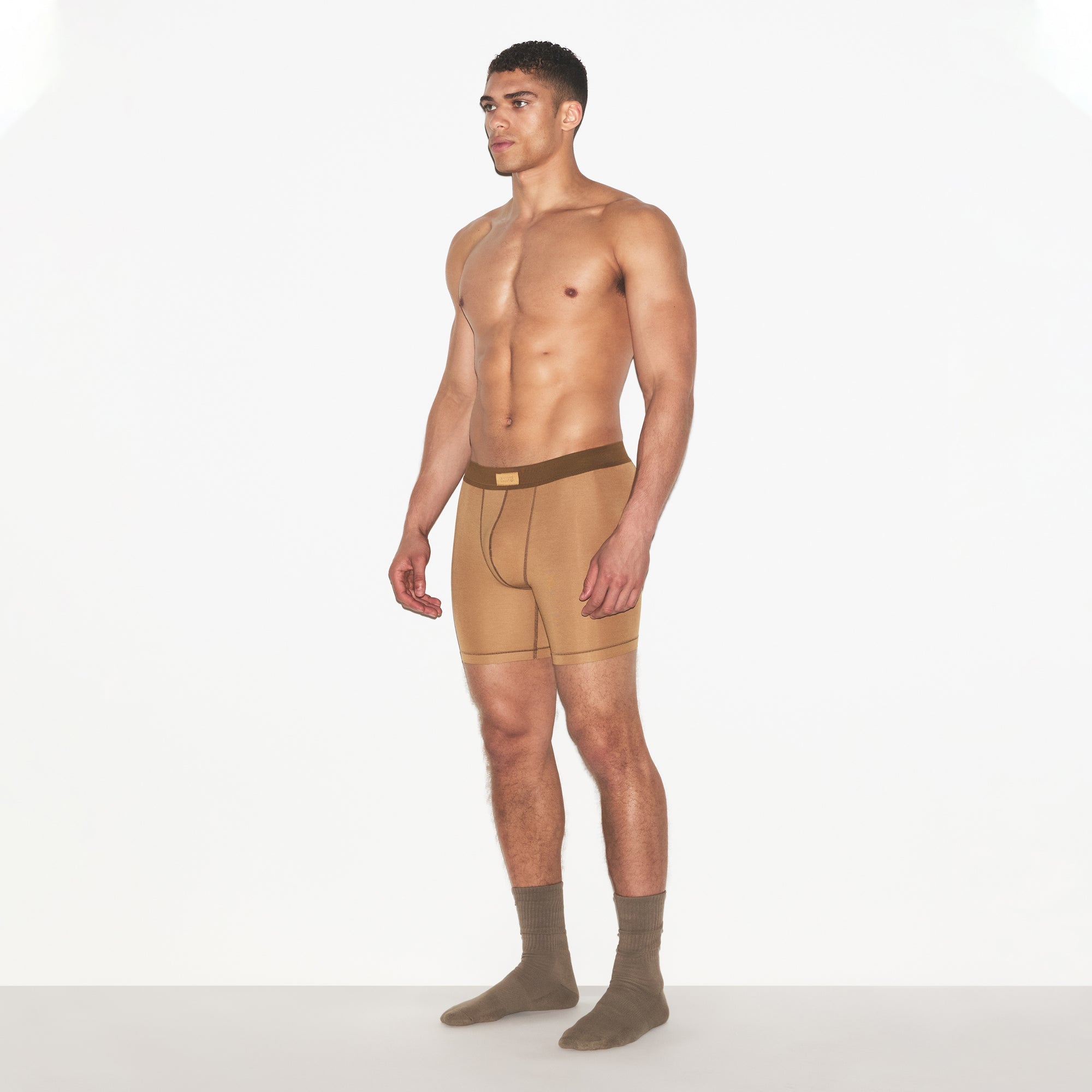 SKIMS COTTON MENS 5" BOXER BRIEF | RUSSET
