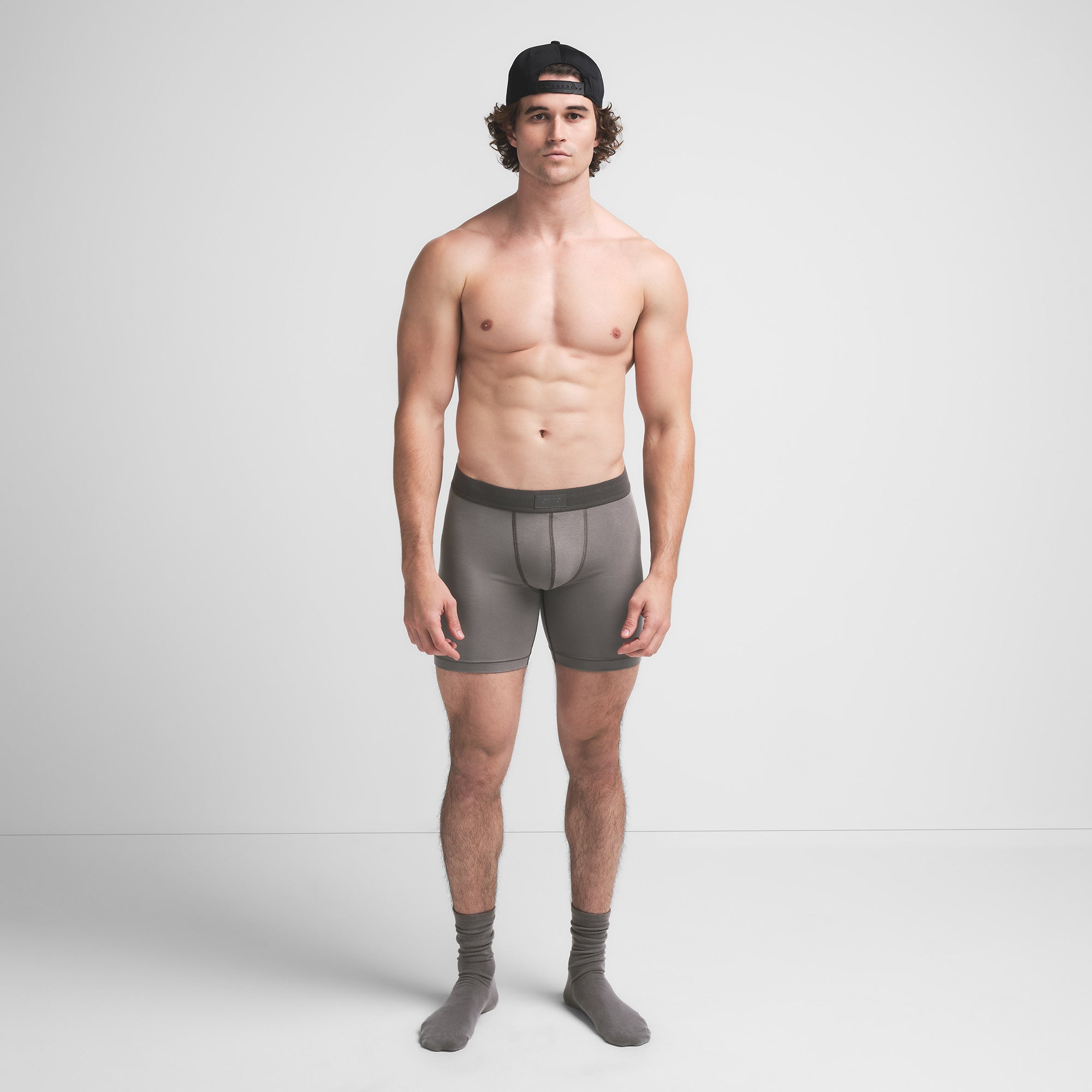 SKIMS COTTON MENS 5" BOXER BRIEF | WASHED GUNMETAL
