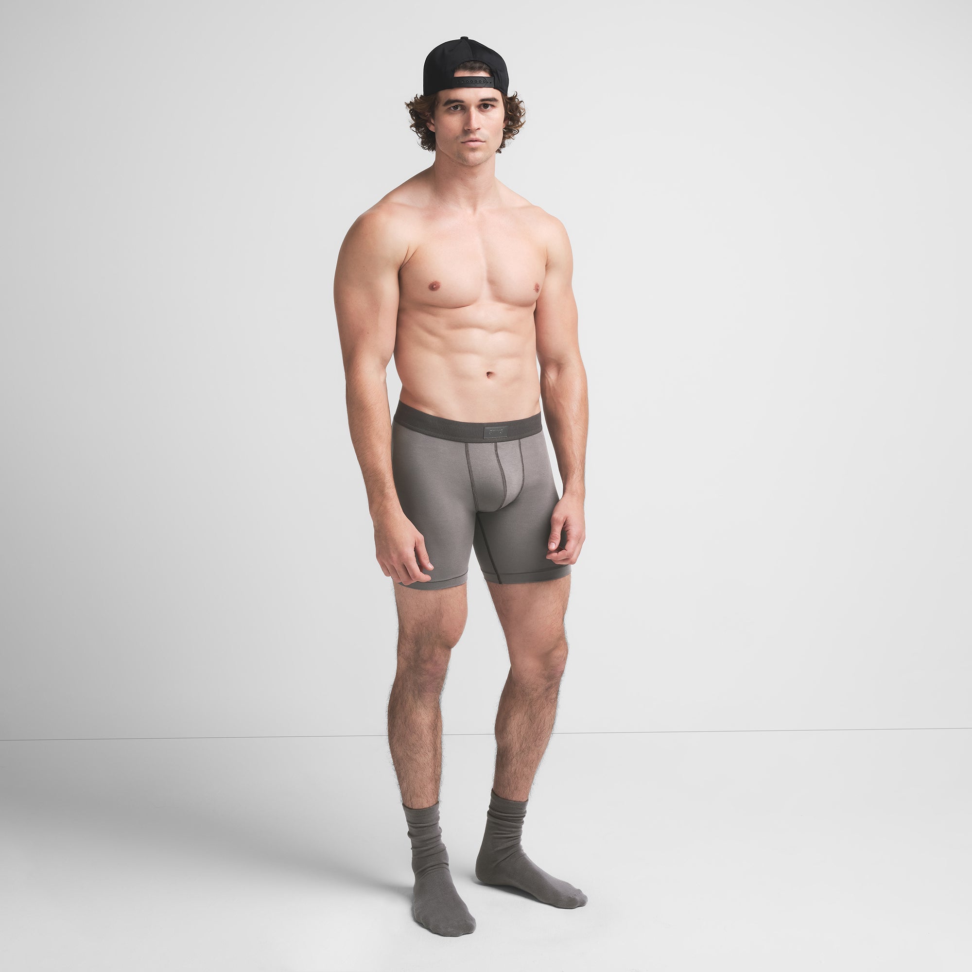 SKIMS COTTON MENS 5" BOXER BRIEF | WASHED GUNMETAL