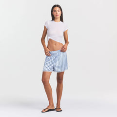 WOVEN SHINE LACE BOXER | PERIWINKLE WIDE STRIPE