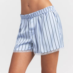 WOVEN SHINE LACE BOXER | PERIWINKLE WIDE STRIPE