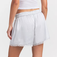 WOVEN SHINE LACE BOXER | SILVER TRIPLE PINSTRIPE