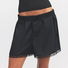 WOVEN SHINE LACE BOXER | ONYX
