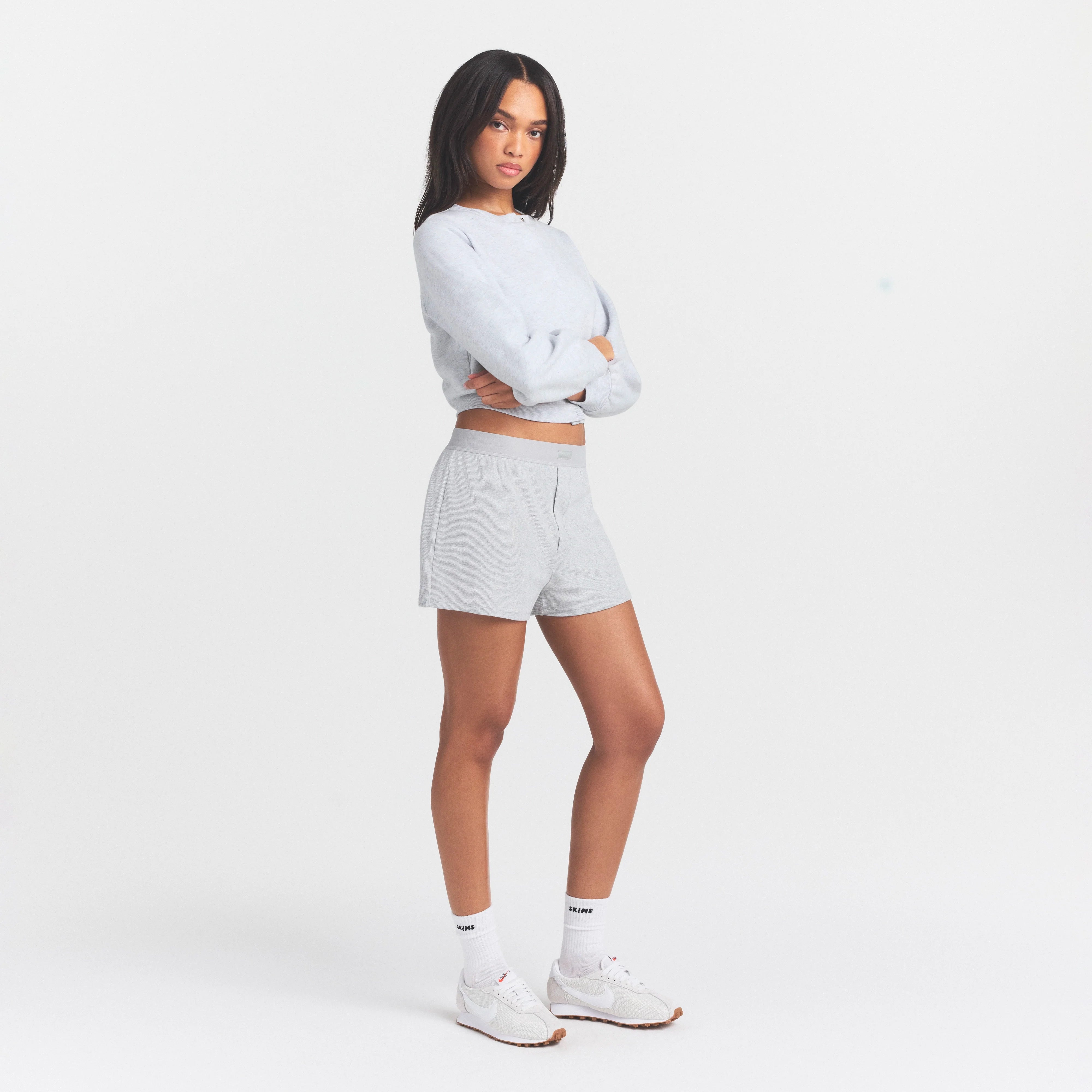 COTTON RIB LOOSE BOXER | LIGHT HEATHER GREY