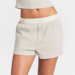 COTTON RIB LOOSE BOXER | STONE