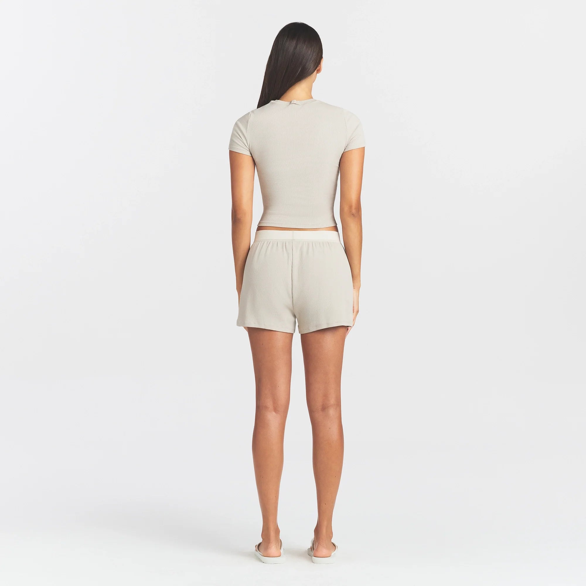 COTTON RIB LOOSE BOXER | STONE