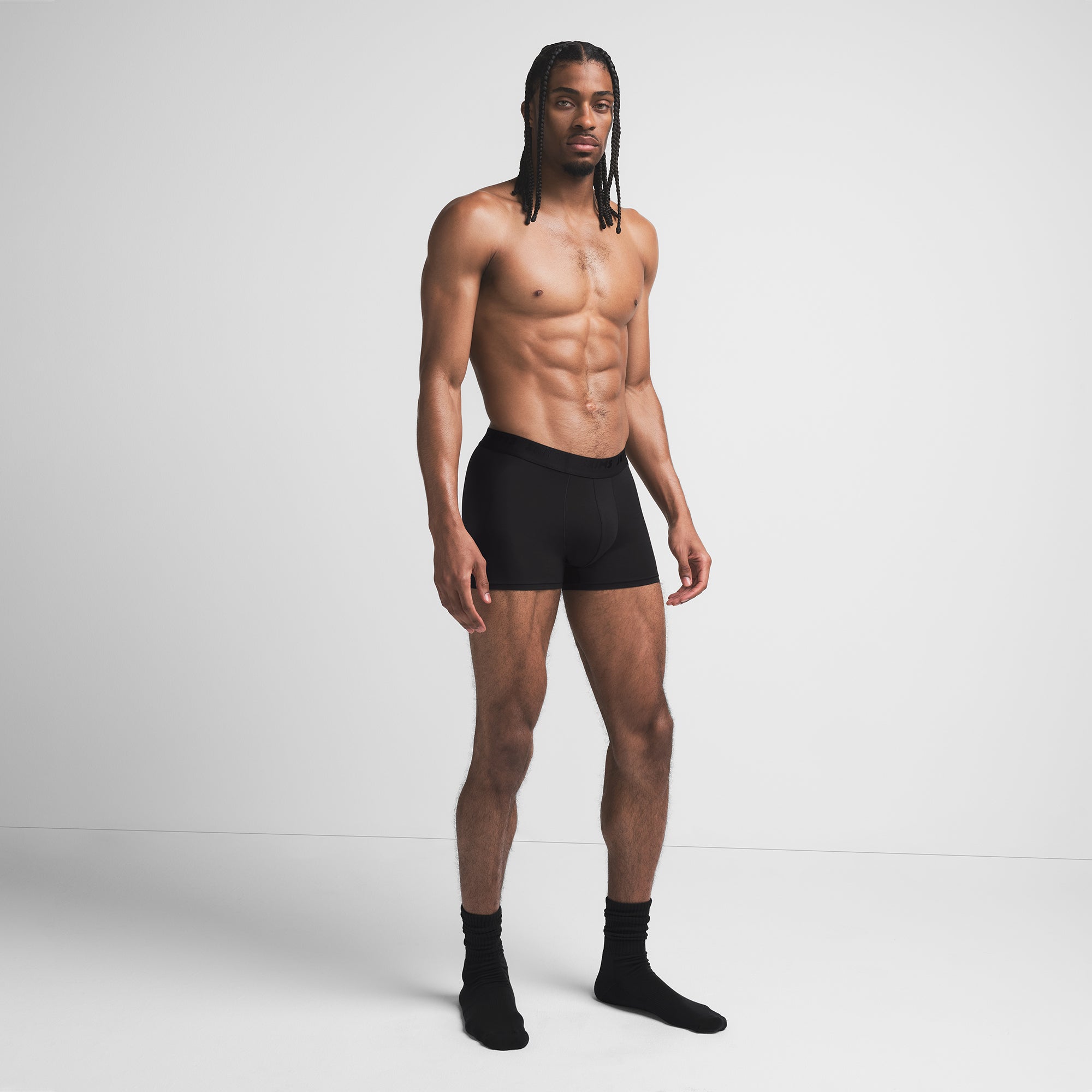 SKIMS STRETCH MENS 3" BOXER BRIEF | OBSIDIAN