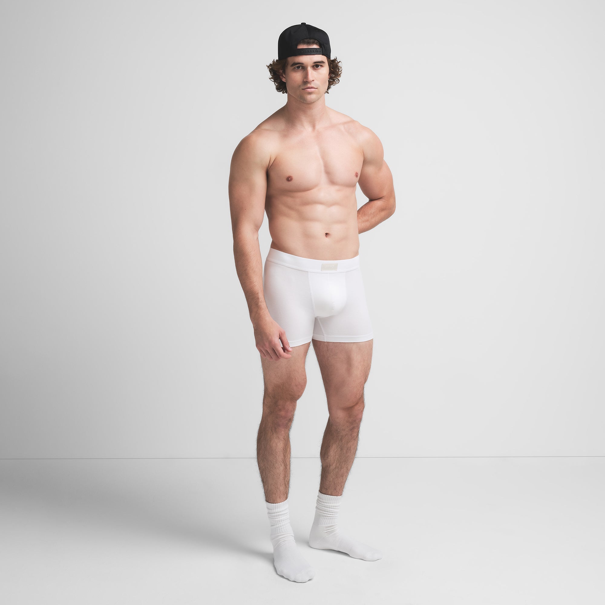 SKIMS COTTON MENS 3" BOXER BRIEF | CHALK