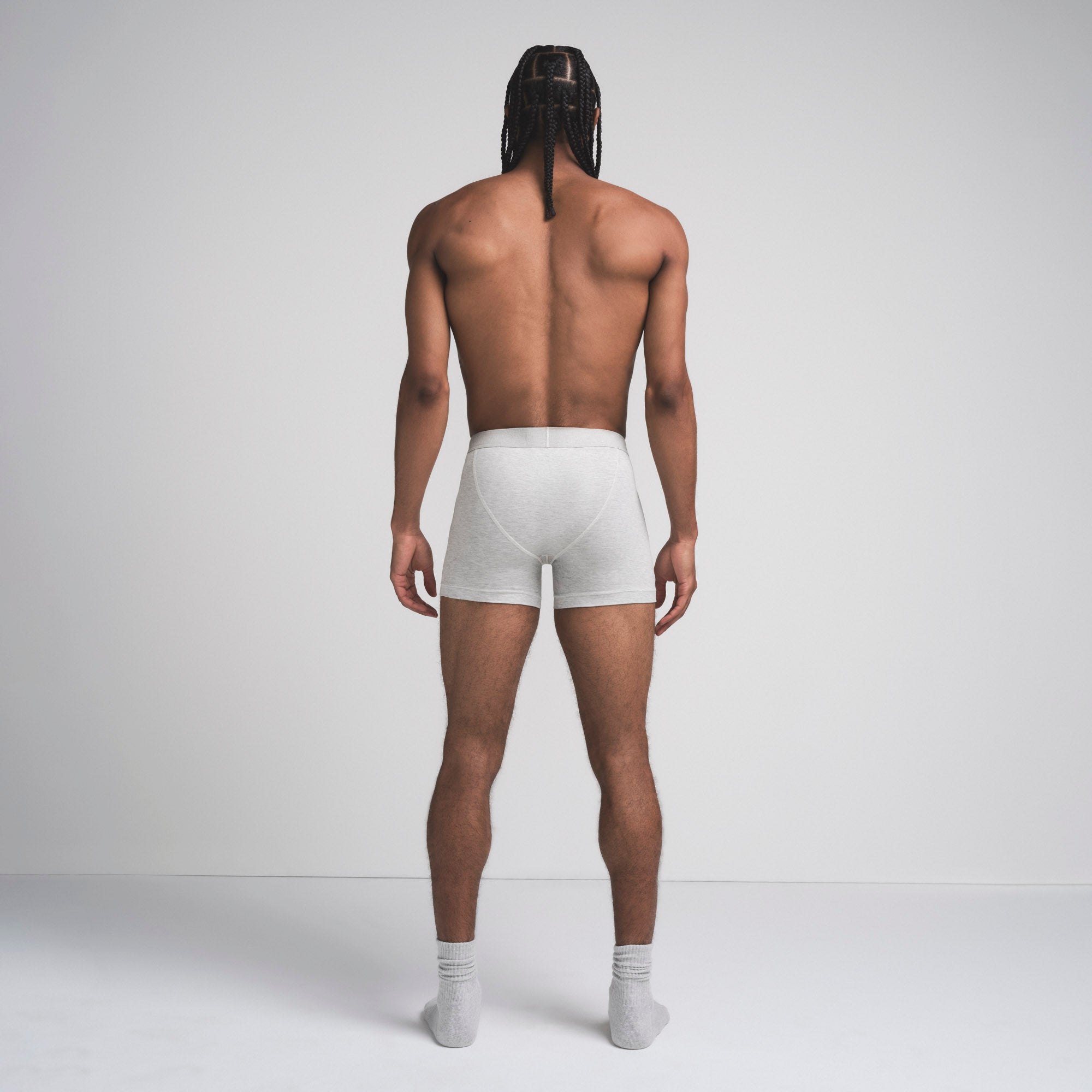 SKIMS COTTON MENS 3" BOXER BRIEF | LIGHT HEATHER GREY