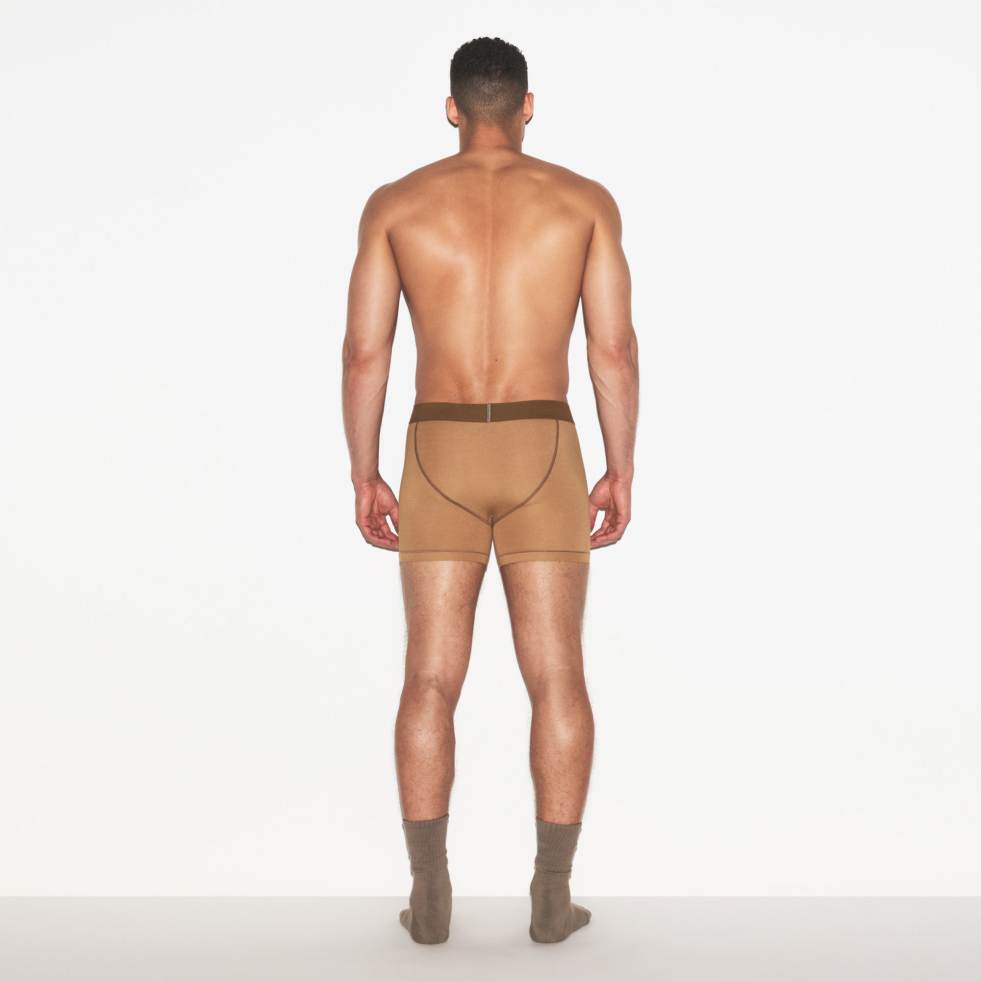 SKIMS COTTON MENS 3" BOXER BRIEF | RUSSET