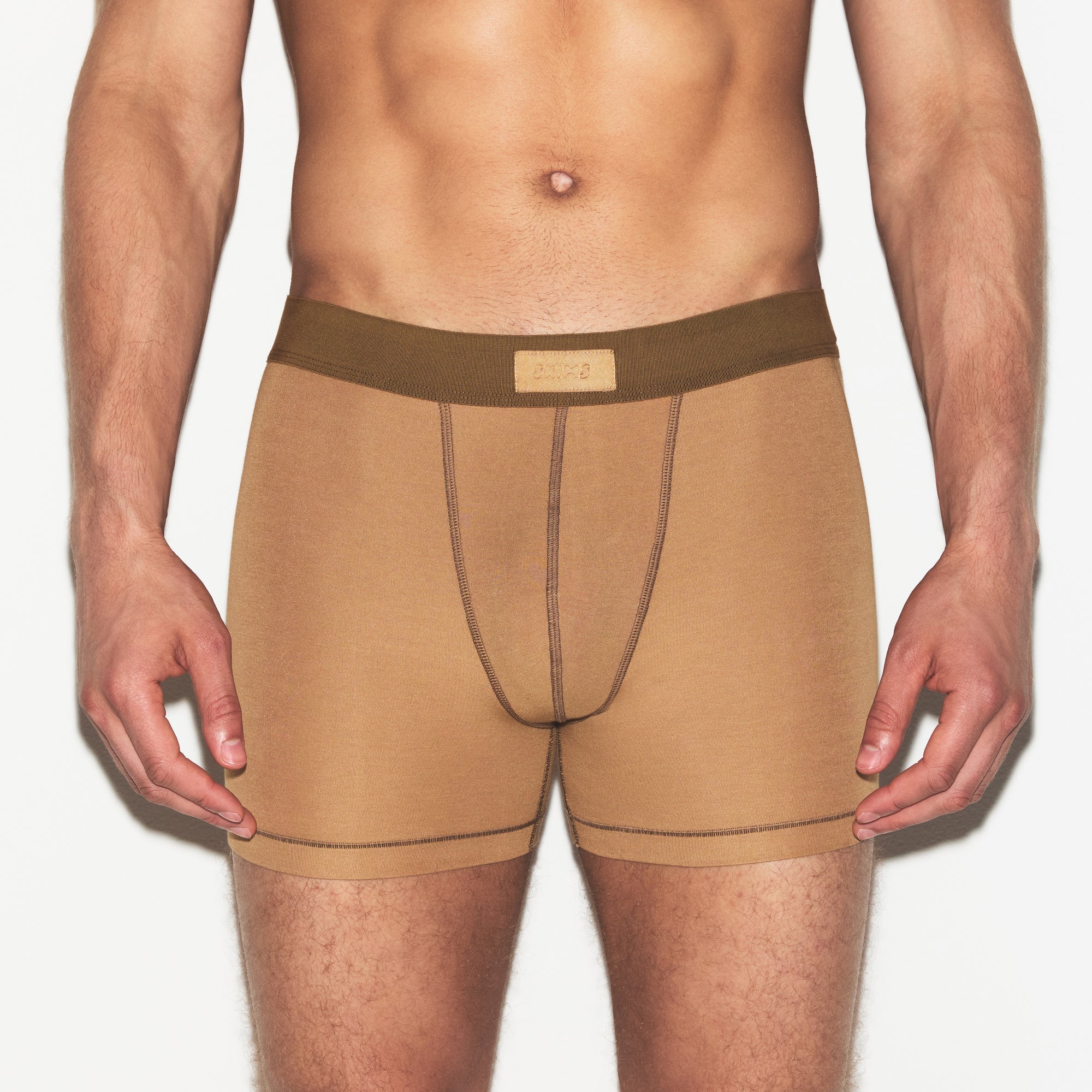 SKIMS COTTON MENS 3" BOXER BRIEF | RUSSET