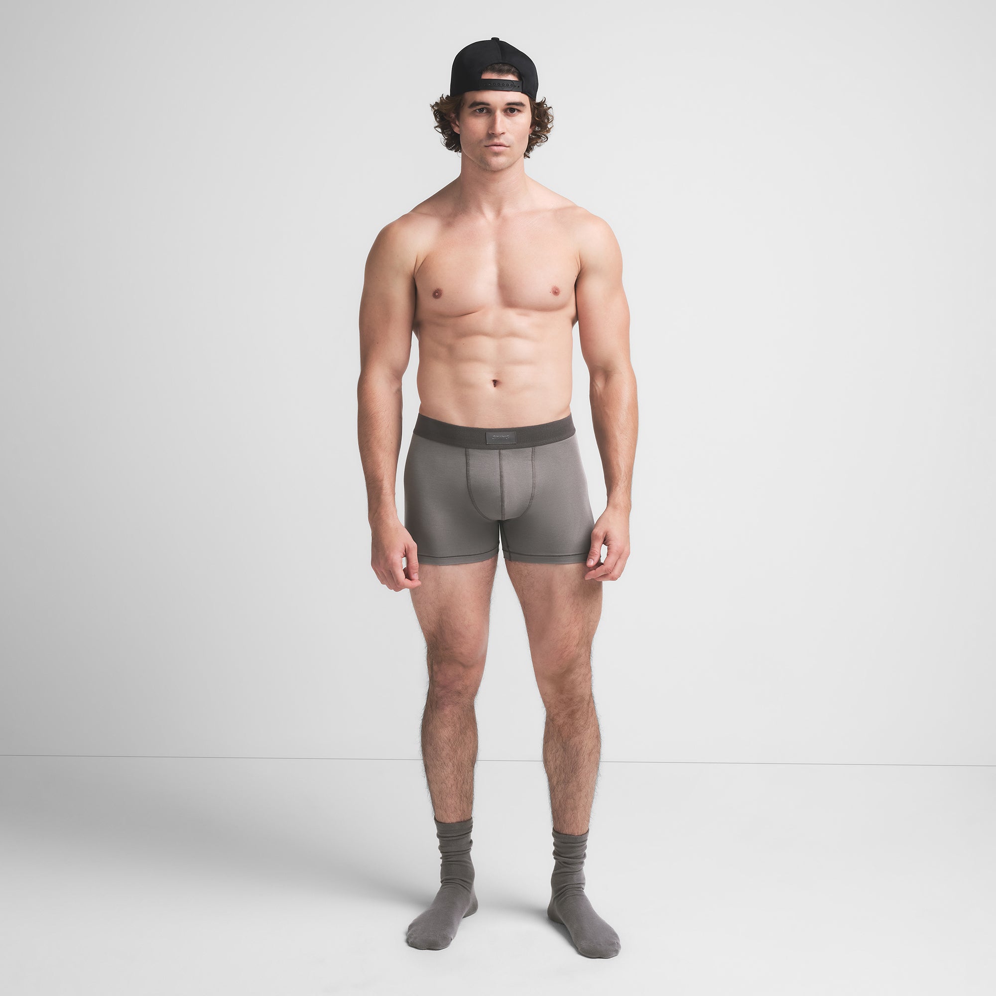 SKIMS COTTON MENS 3" BOXER BRIEF | WASHED GUNMETAL
