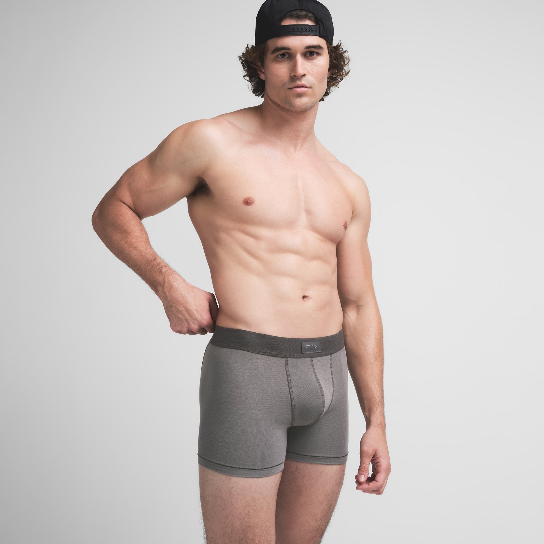SKIMS COTTON MENS 3" BOXER BRIEF | WASHED GUNMETAL