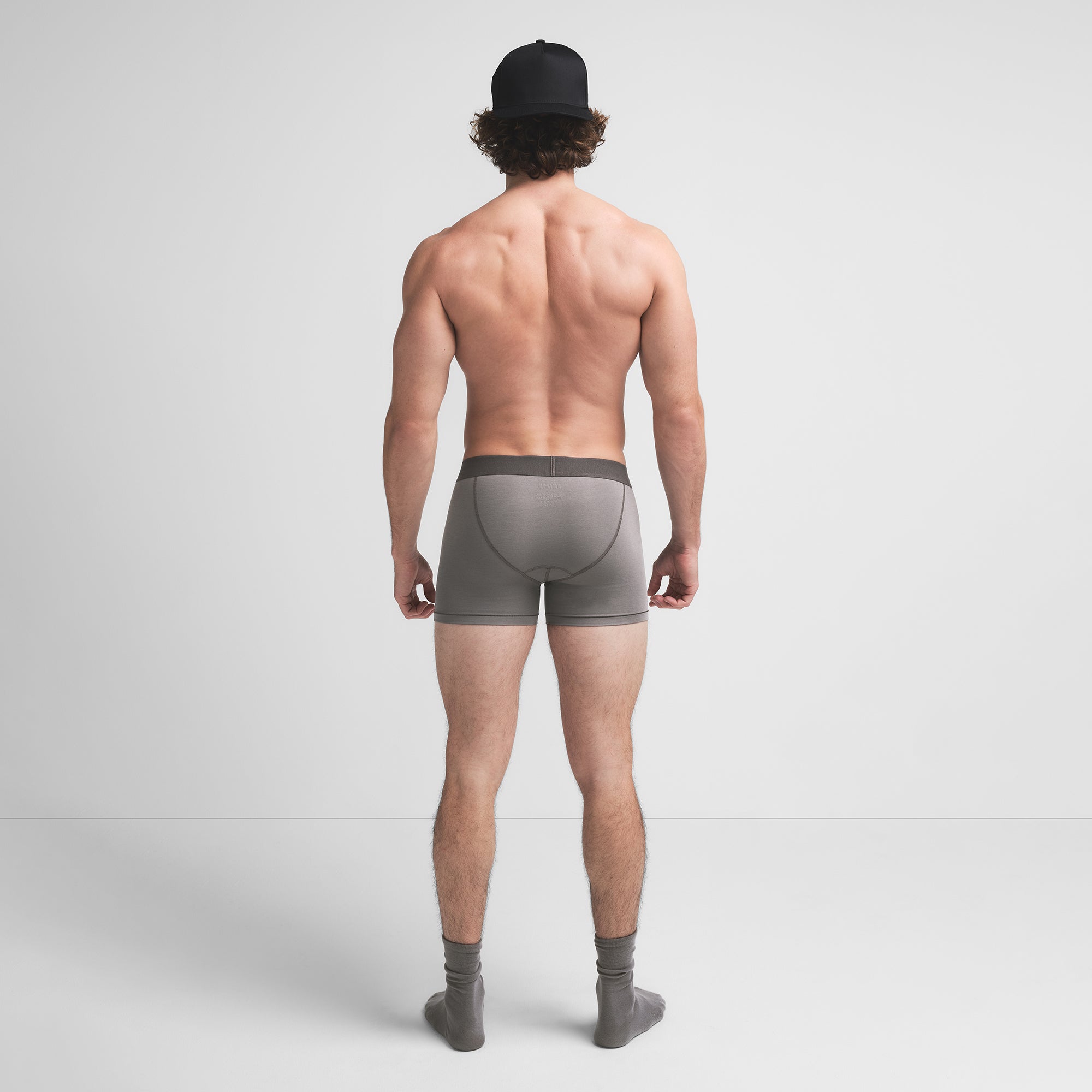 SKIMS COTTON MENS 3" BOXER BRIEF | WASHED GUNMETAL
