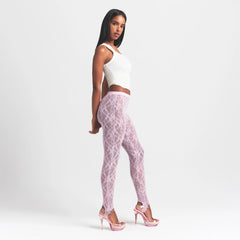 STRETCH LACE STIRRUP LEGGING | BABY PINK