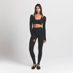 WOOL RIB HIGH-WAISTED LEGGING | OBSIDIAN
