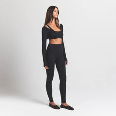 WOOL RIB HIGH-WAISTED LEGGING | OBSIDIAN