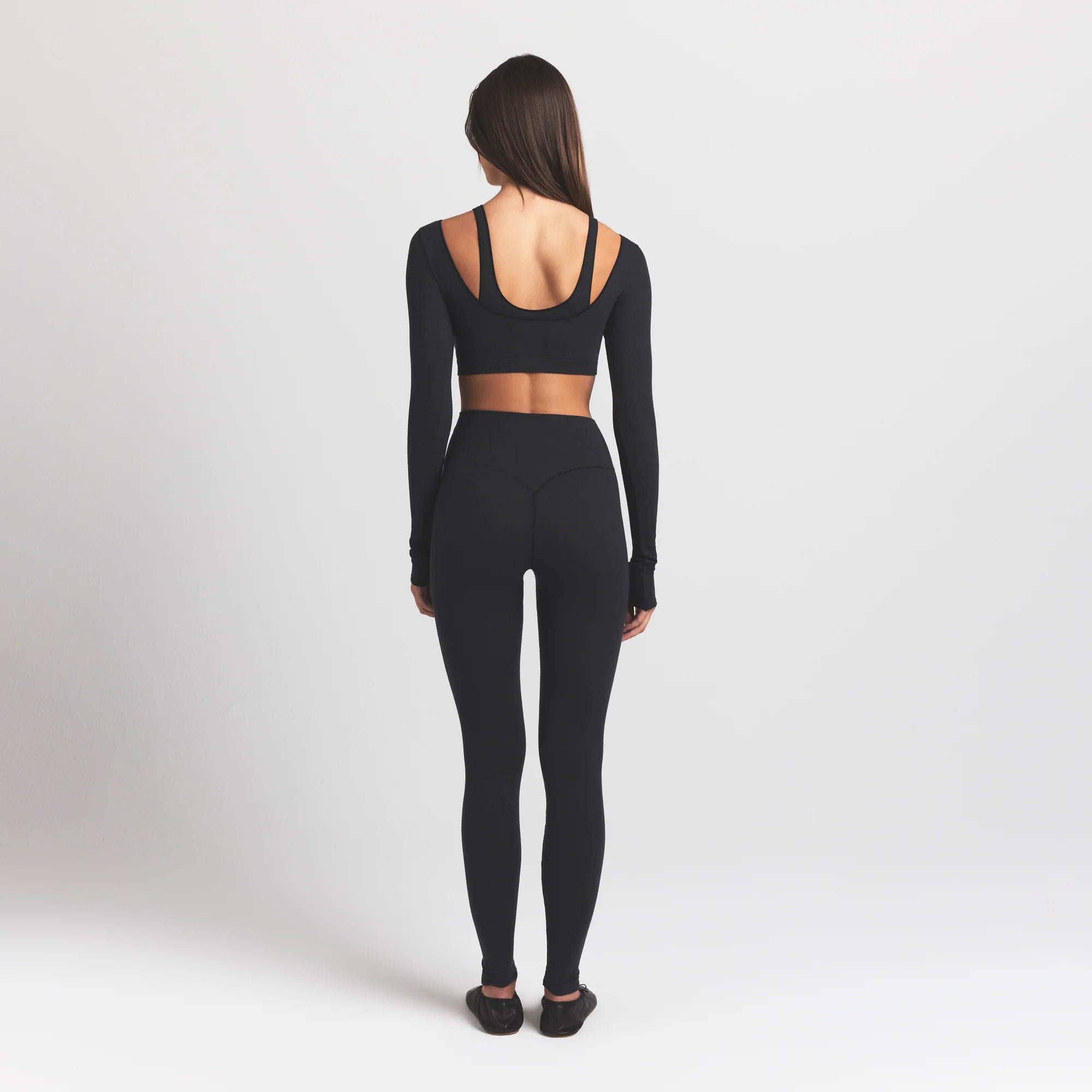 WOOL RIB HIGH-WAISTED LEGGING | OBSIDIAN