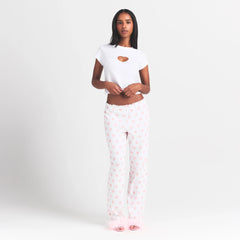 LOGO POINTELLE STRAIGHT LEG PANT | SNOW LACE HEARTS