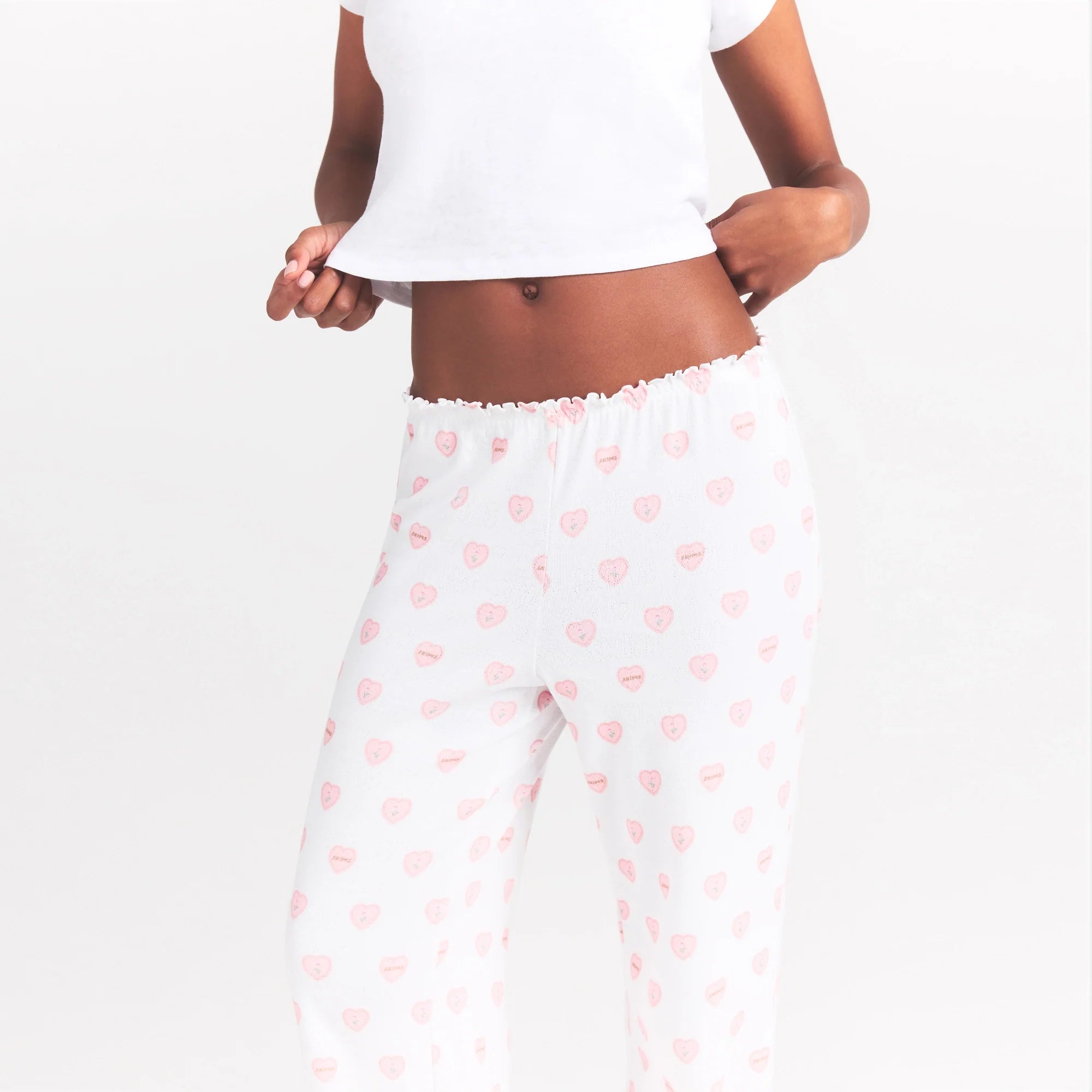 LOGO POINTELLE STRAIGHT LEG PANT | SNOW LACE HEARTS