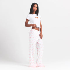 LOGO POINTELLE STRAIGHT LEG PANT | SNOW LACE HEARTS
