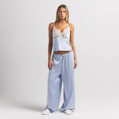 SILK LACE STRAIGHT LEG PANT | PERIWINKLE CONTRAST
