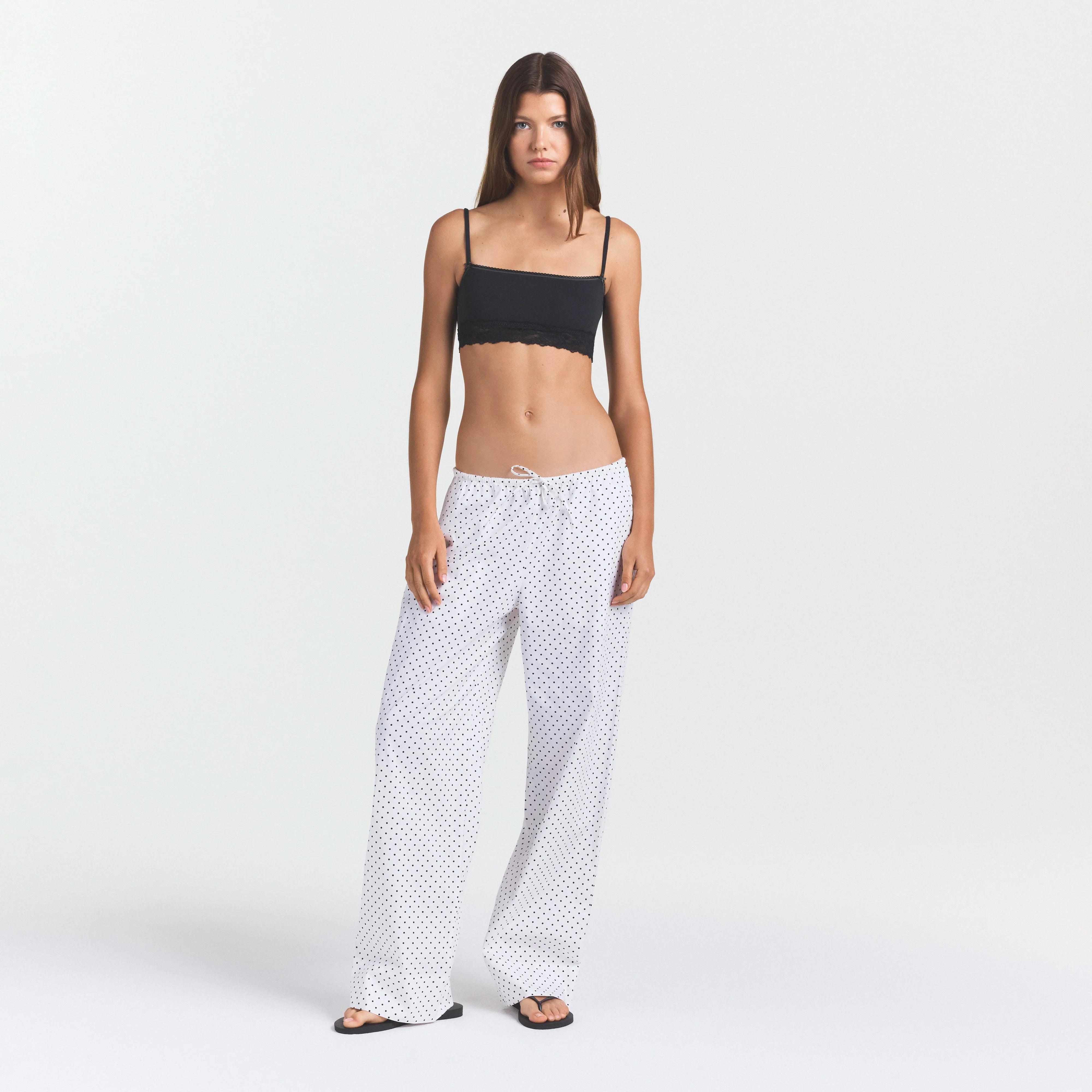 COTTON POPLIN SLEEP STRAIGHT LEG PANT | ONYX DOT PRINT
