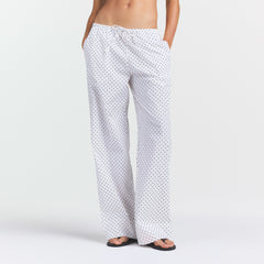 COTTON POPLIN SLEEP STRAIGHT LEG PANT | ONYX DOT PRINT
