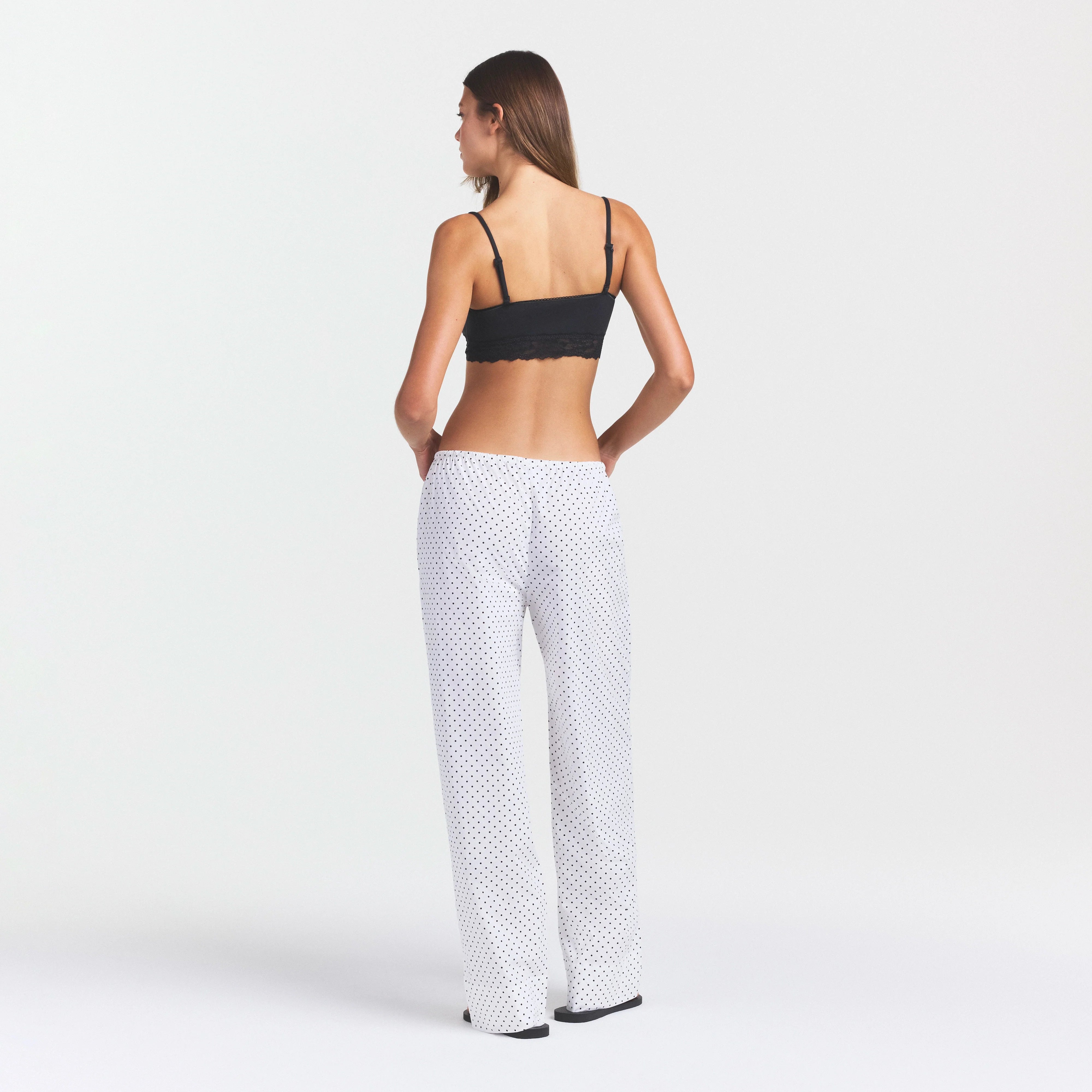 COTTON POPLIN SLEEP STRAIGHT LEG PANT | ONYX DOT PRINT