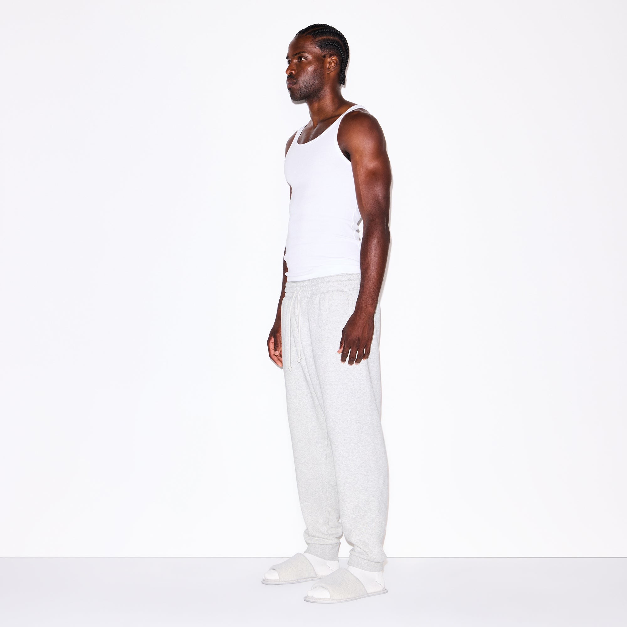 FLEECE LOUNGE MENS TAPERED JOGGER | LIGHT HEATHER GREY