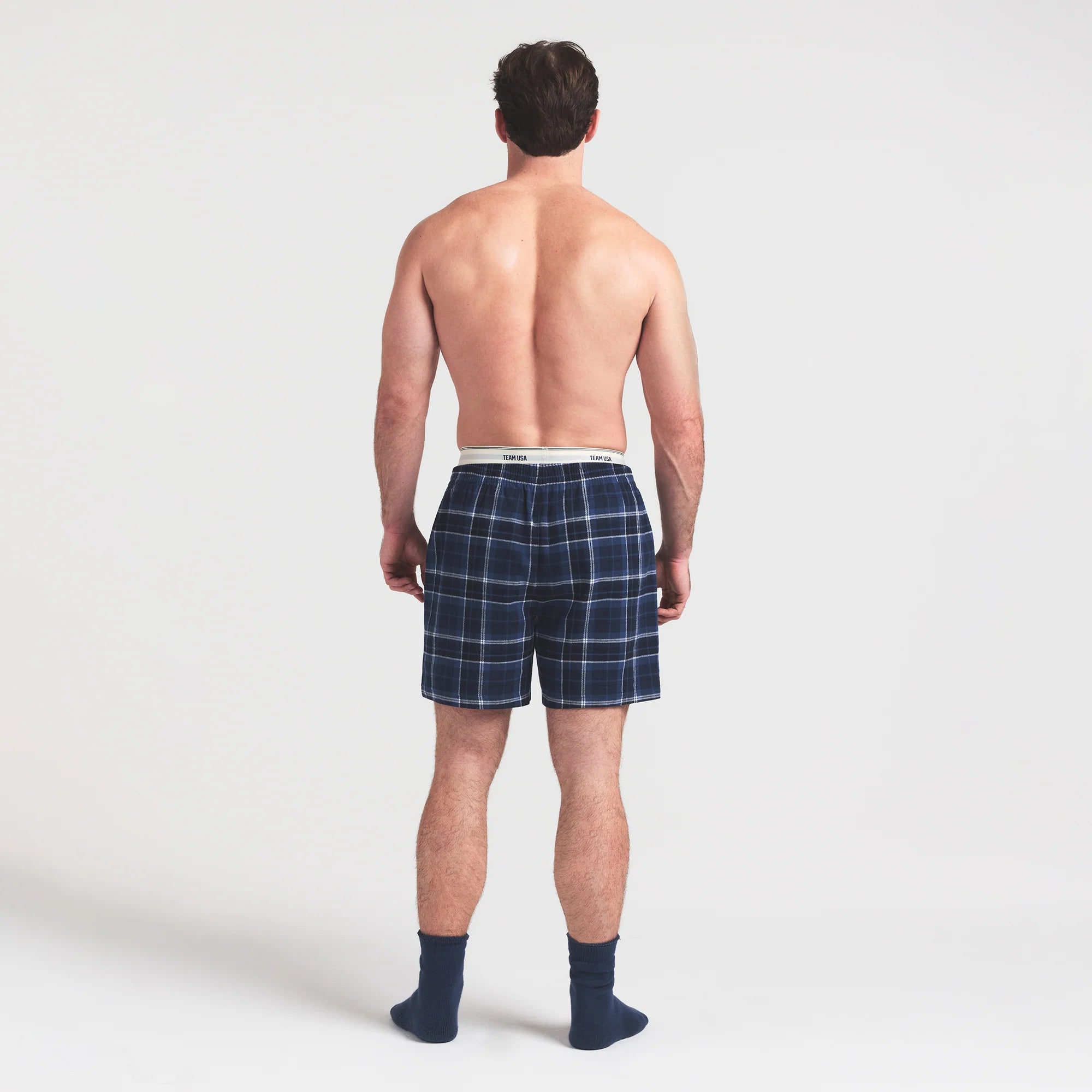 SKIMS FOR TEAM USA FLANNEL SLEEP MENS OLYMPIC SHORT | NAVY PLAID