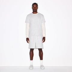 FLEECE LOUNGE MENS RELAXED SHORT | LIGHT HEATHER GREY