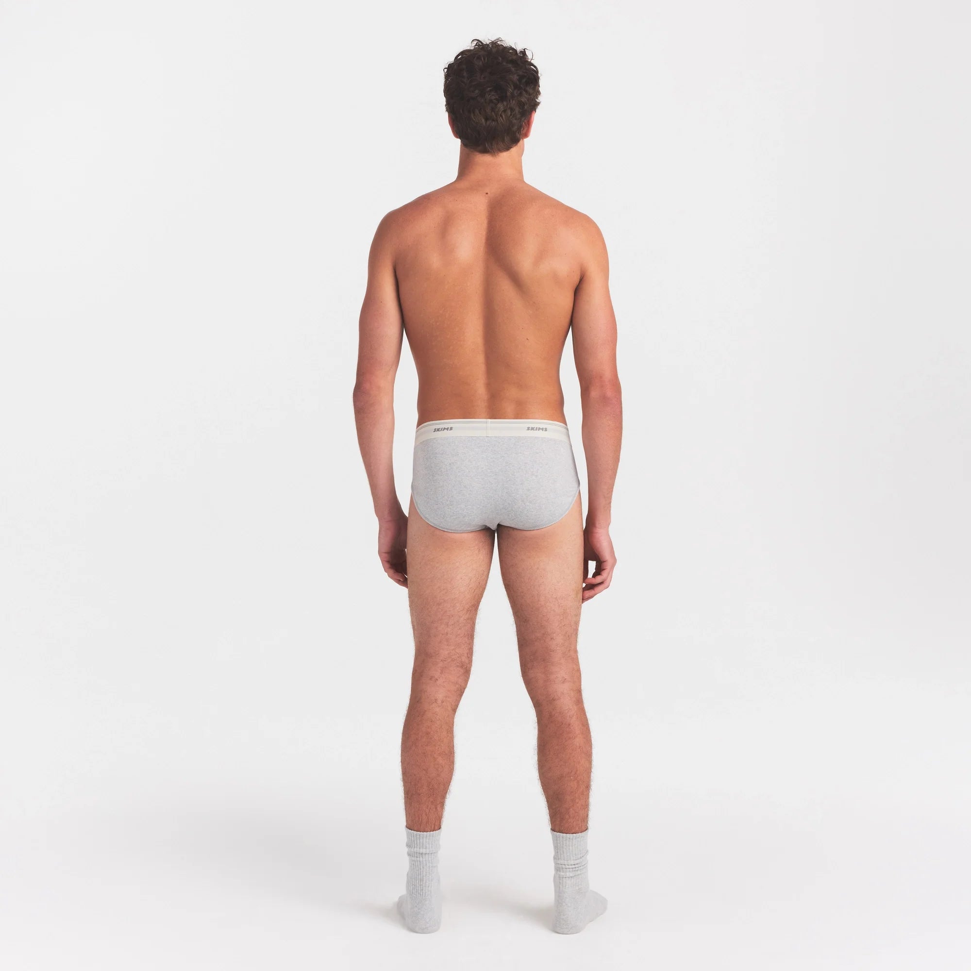 SKIMS COTTON RIB MENS BRIEF | LIGHT HEATHER GREY