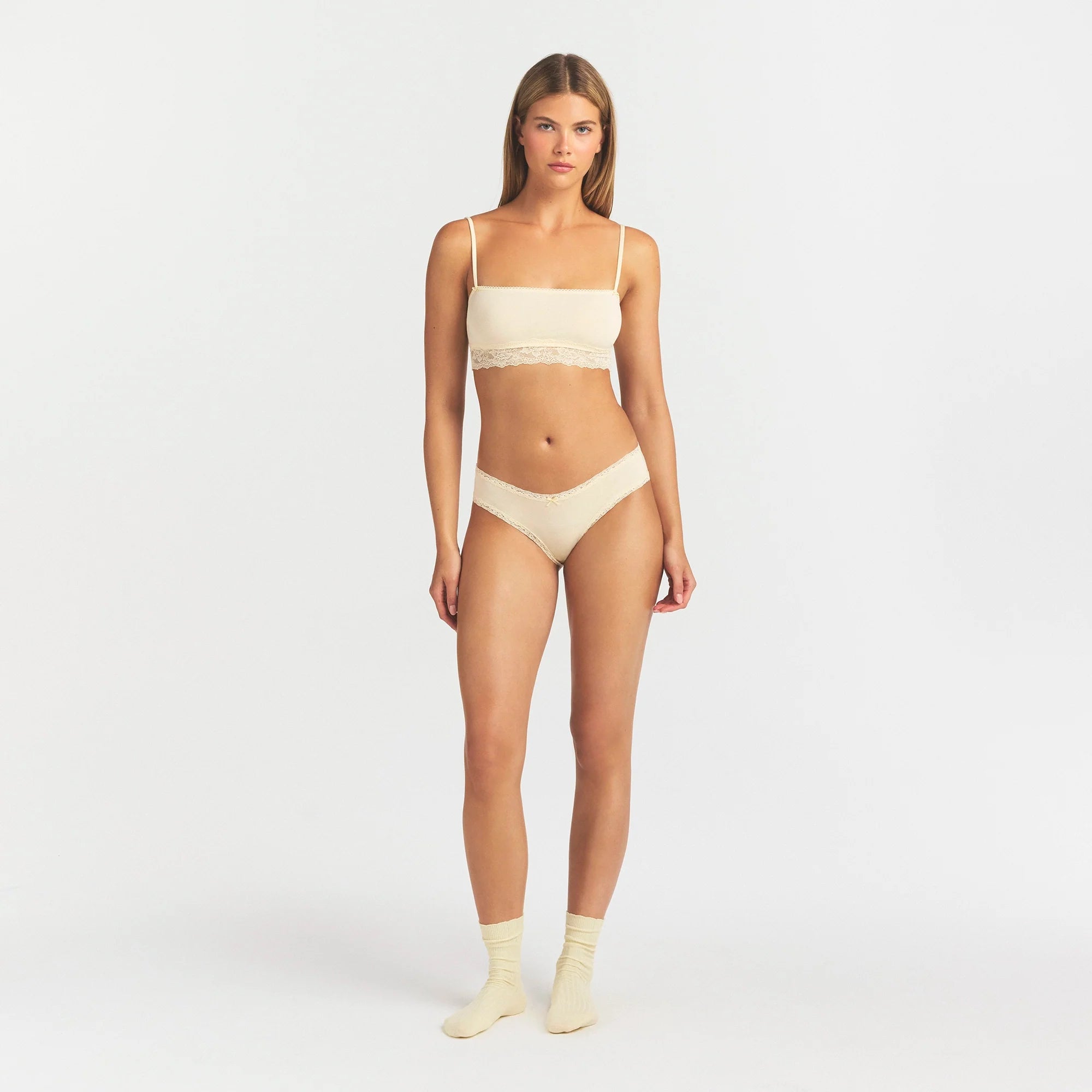LIGHTWEIGHT COTTON LACE BRIEF | BUTTER TONAL