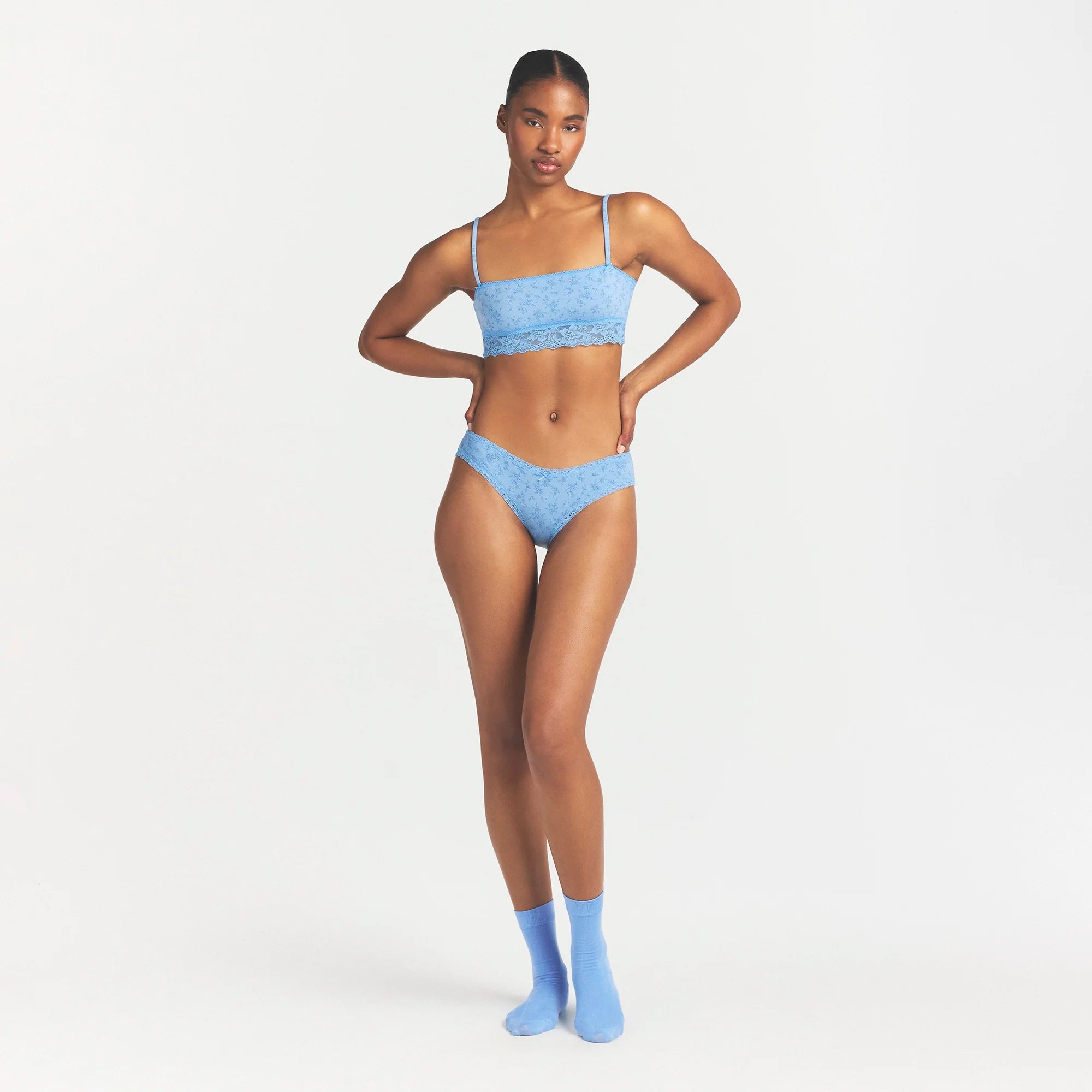 LIGHTWEIGHT COTTON LACE BRIEF | SURF DAINTY FLORAL PRINT