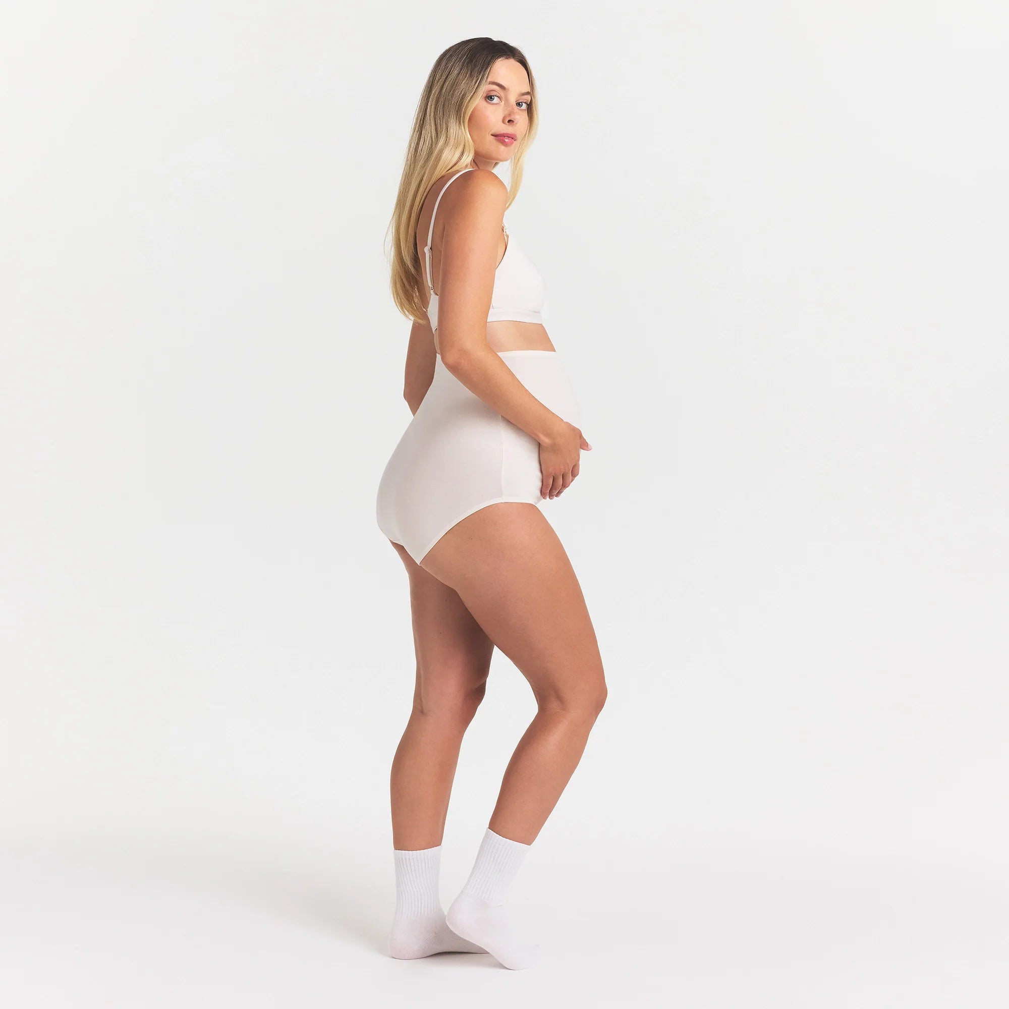COTTON JERSEY MATERNITY HIGH-WAISTED BRIEF | MARBLE