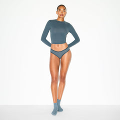 LIGHTWEIGHT COTTON POINTELLE LACE BRIEF | ZIRCON TONAL